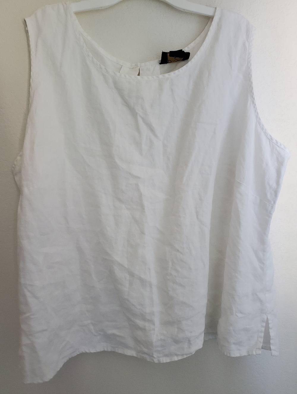 Vtg C.B. STUDIO By Corey B. Linen Tank Top Sz 2X White Minimalist Lagenlook